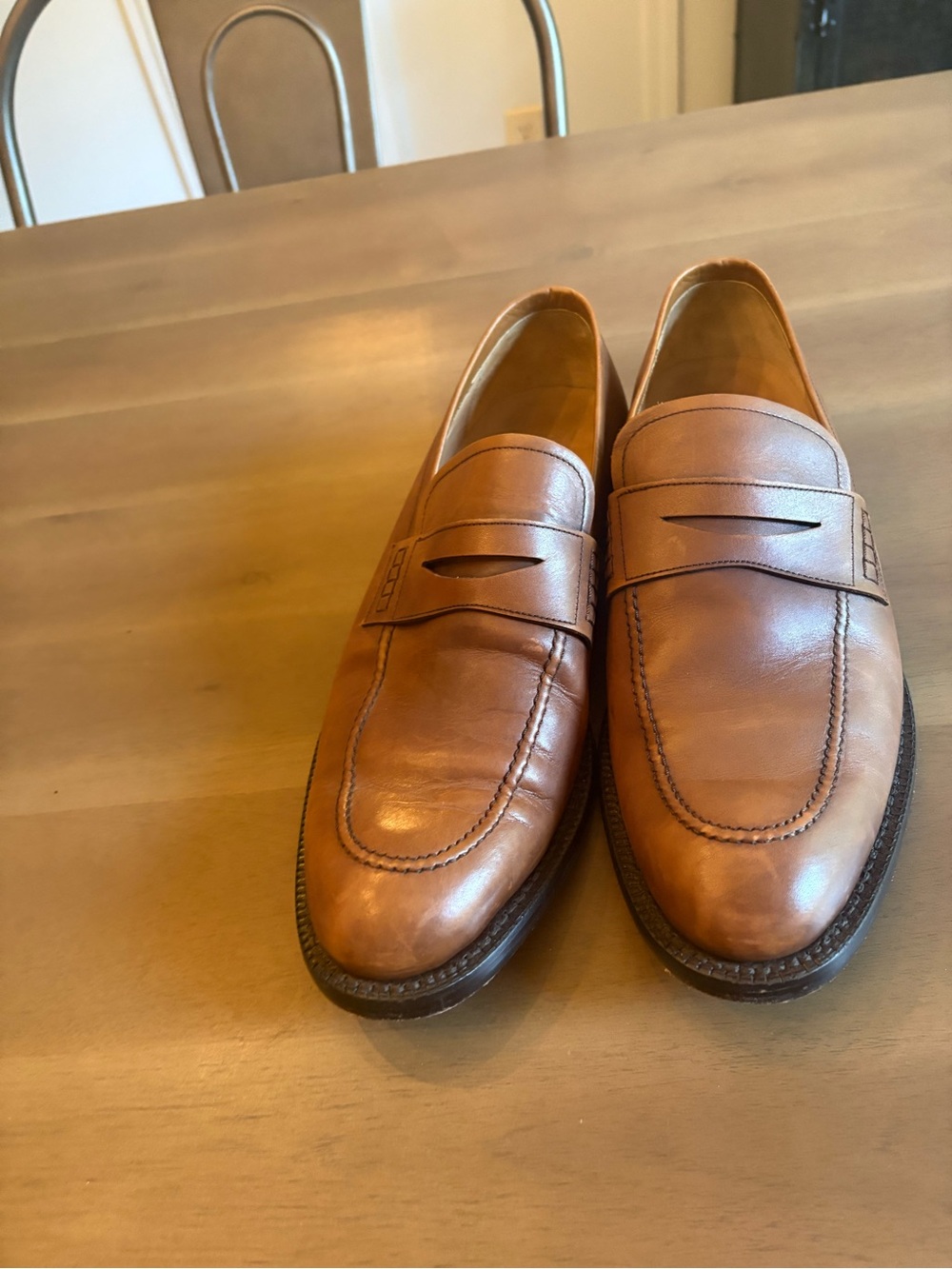 Jack Erwin Men's Tan Leather Penny Loafers Size 10